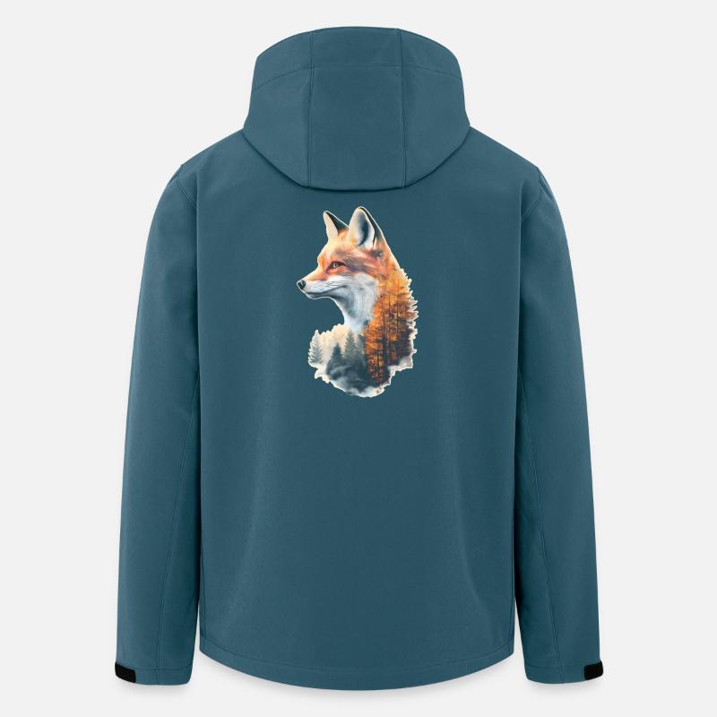 Fuchs im Herbstwald - Recycelte Männer Softshell-Jacke von Stanley/Stella - Dunkles Petrol