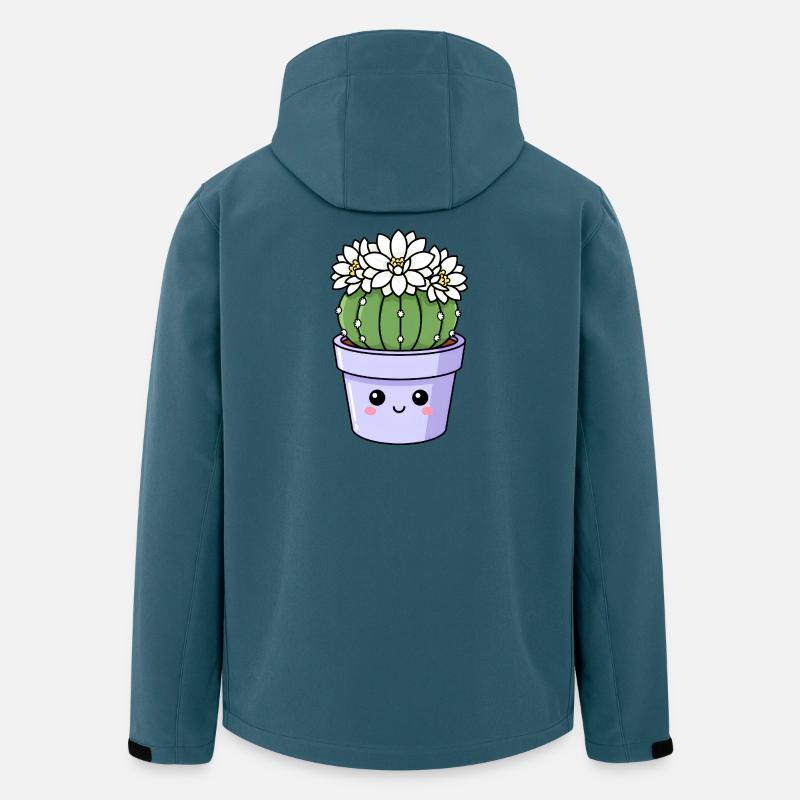 Kawaii-Kaktusblütentopf - Recycelte Männer Softshell-Jacke von Stanley/Stella - Dunkles Petrol