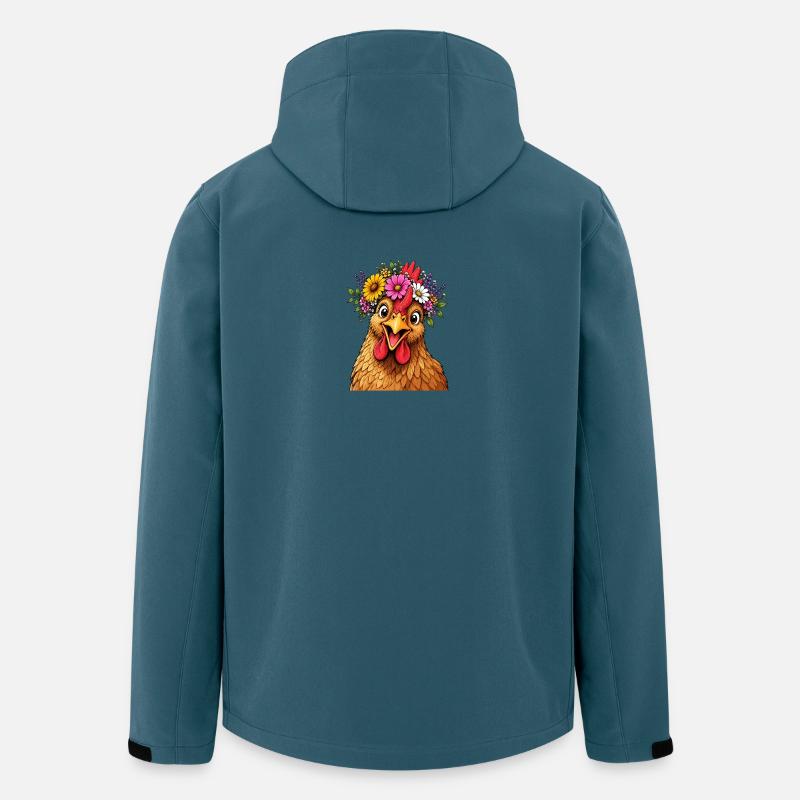 Huhn mit Blumenschmuck  - Recycelte Männer Softshell-Jacke von Stanley/Stella - Dunkles Petrol