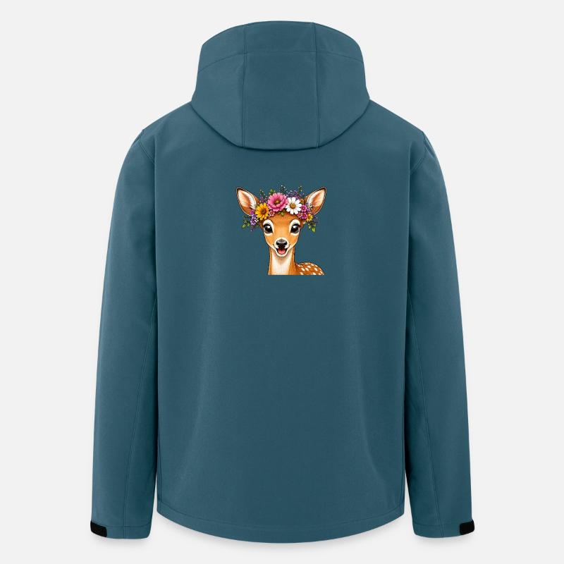 Reh mit Blumenschmuck - Recycelte Männer Softshell-Jacke von Stanley/Stella - Dunkles Petrol