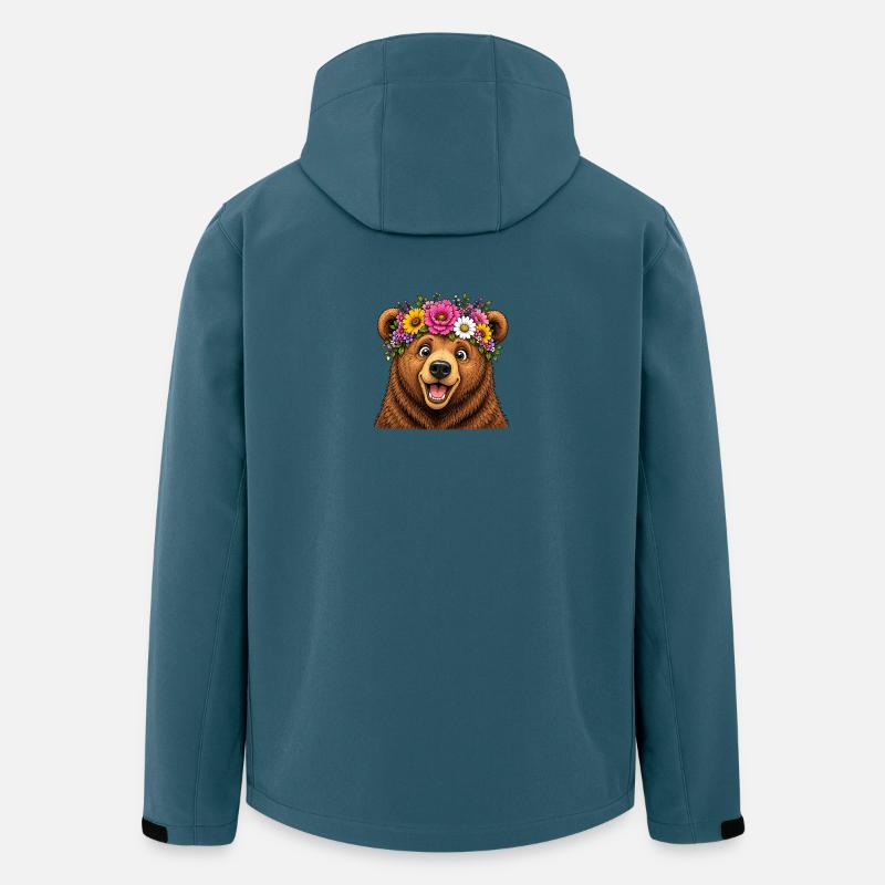 Bär mit Blumenschmuck - Recycelte Männer Softshell-Jacke von Stanley/Stella - Dunkles Petrol