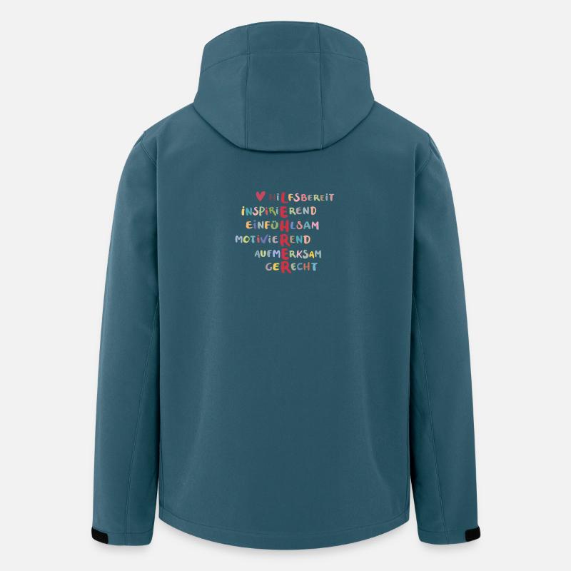 Farbenfrohe Werte Collage – Hilfsbereit - Recycelte Männer Softshell-Jacke von Stanley/Stella - Dunkles Petrol