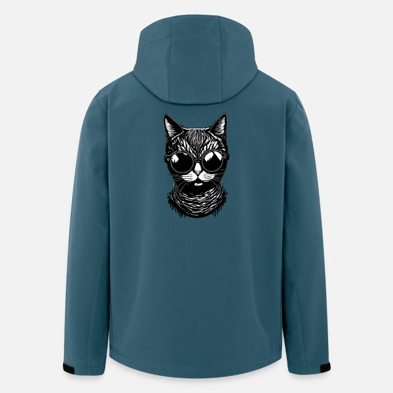 Coole Katze mit Sonnenbrille - Recycelte Männer Softshell-Jacke von Stanley/Stella - Dunkles Petrol
