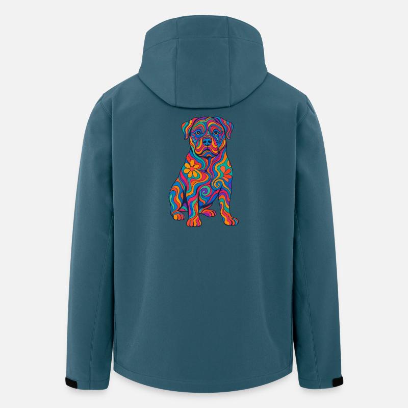 Psychedelischer und bunter Regenbogenhund - Recycelte Männer Softshell-Jacke von Stanley/Stella - Dunkles Petrol