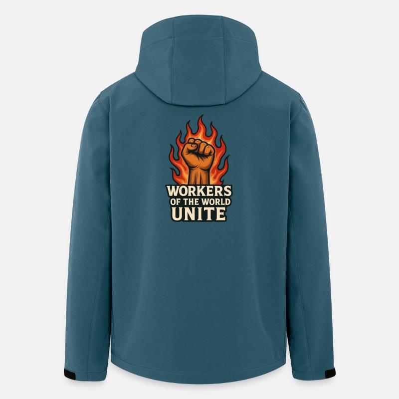 Fäuste und Flammen – Arbeiterwelt Unite - Recycelte Männer Softshell-Jacke von Stanley/Stella - Dunkles Petrol