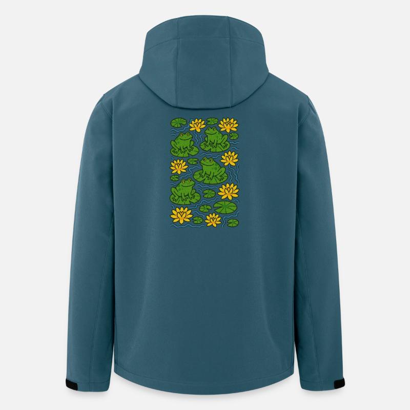 Grenouilles en fleurs - Veste softshell homme en polyester recyclé Stanley/Stella - bleu pétrole foncé