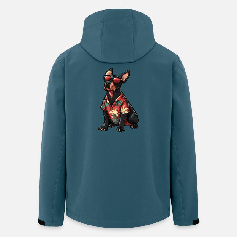 Dobermann Hund Comic Urlaub - Recycelte Männer Softshell-Jacke von Stanley/Stella - Dunkles Petrol