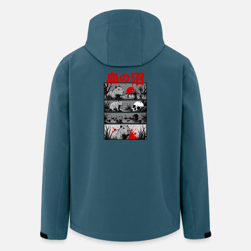 Horreur capybara style japonais - Veste softshell homme en polyester recyclé Stanley/Stella - bleu pétrole foncé