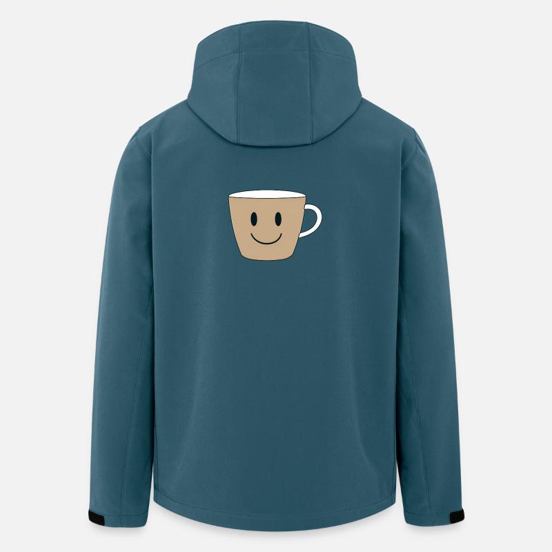 Lächelnder Kaffeebecher Design - Recycelte Männer Softshell-Jacke von Stanley/Stella - Dunkles Petrol