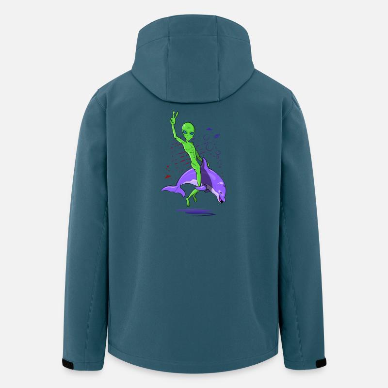 Alien-Angriff mit Delfin - Recycelte Männer Softshell-Jacke von Stanley/Stella - Dunkles Petrol