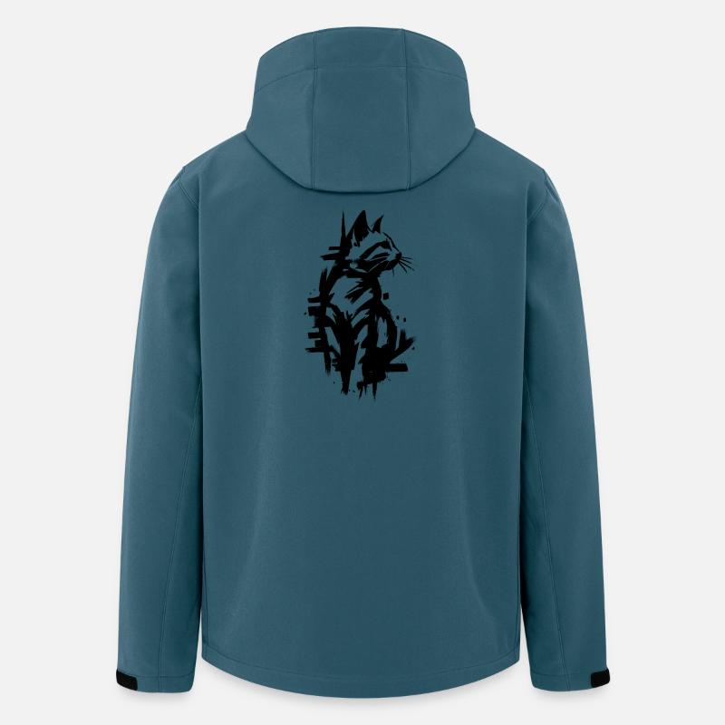 Conception de graffiti noir chat - Veste softshell homme en polyester recyclé Stanley/Stella - bleu pétrole foncé