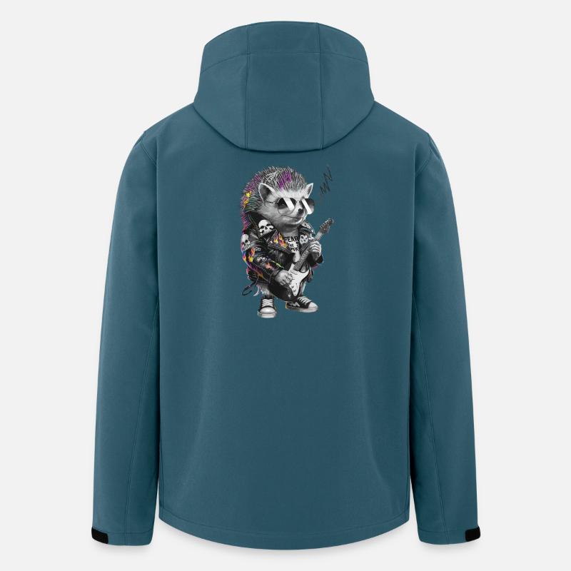 Punkig Igel mit E-Gitarre - Recycelte Männer Softshell-Jacke von Stanley/Stella - Dunkles Petrol