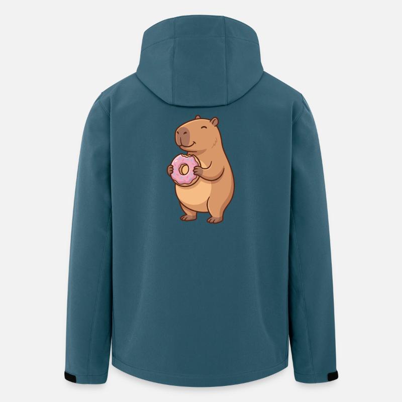 Capybara mit Donut süßes Tiermotiv - Recycelte Männer Softshell-Jacke von Stanley/Stella - Dunkles Petrol
