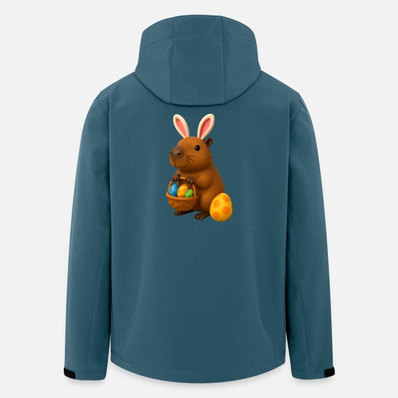 Osterhasen-Capybara mit Körbchen mit bunten Eiern - Recycelte Männer Softshell-Jacke von Stanley/Stella - Dunkles Petrol