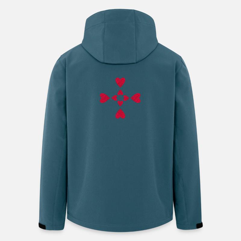 Coeurs en croix scintillants - Veste softshell homme en polyester recyclé Stanley/Stella - bleu pétrole foncé