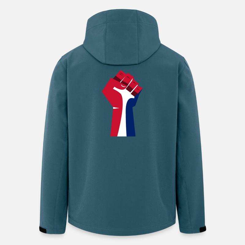 Le poing levé (rouge, blanc, bleu) - Veste softshell homme en polyester recyclé Stanley/Stella - bleu pétrole foncé