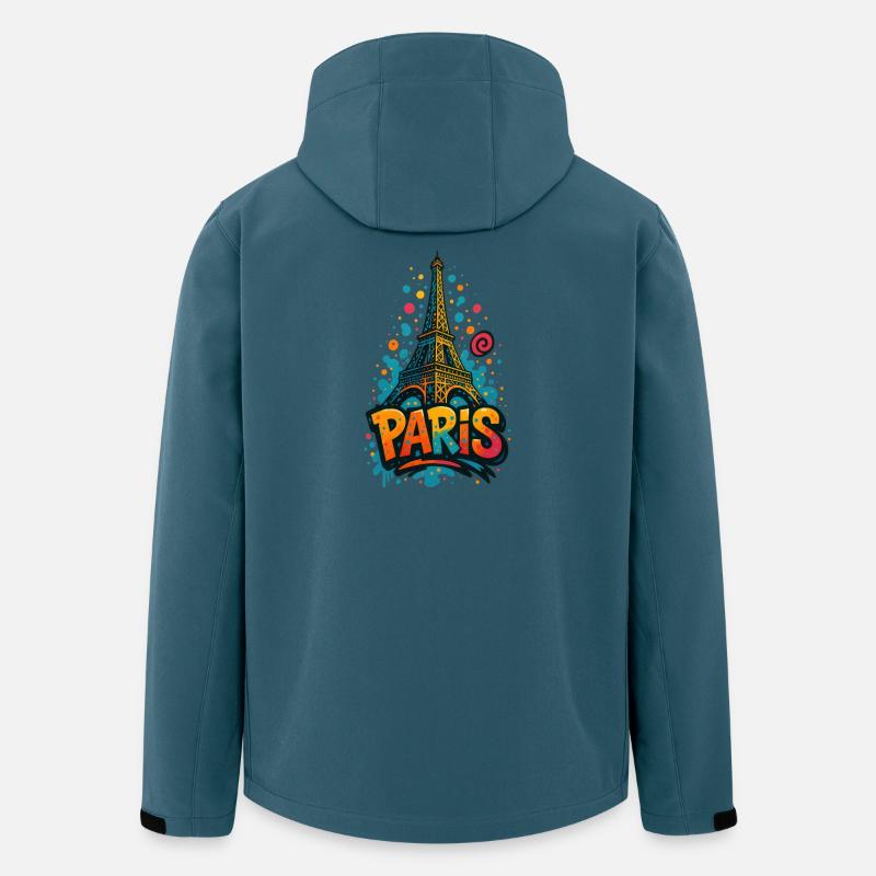 Paris Eiffelturm Shirt – Graffiti Street Art Style - Recycelte Männer Softshell-Jacke von Stanley/Stella - Dunkles Petrol