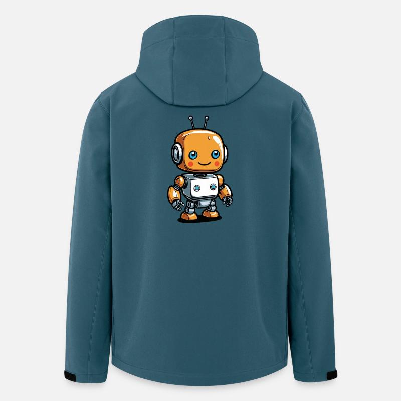 Kawaii Orange Roboter mit Headset - Recycelte Männer Softshell-Jacke von Stanley/Stella - Dunkles Petrol