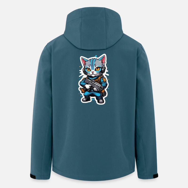 Katzenkrieger mit Hightech-Waffen - Recycelte Männer Softshell-Jacke von Stanley/Stella - Dunkles Petrol