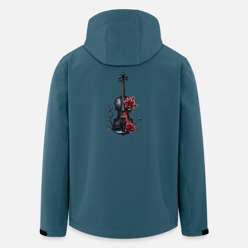 Geige mit Rosen und dunklen Details - Recycelte Männer Softshell-Jacke von Stanley/Stella - Dunkles Petrol
