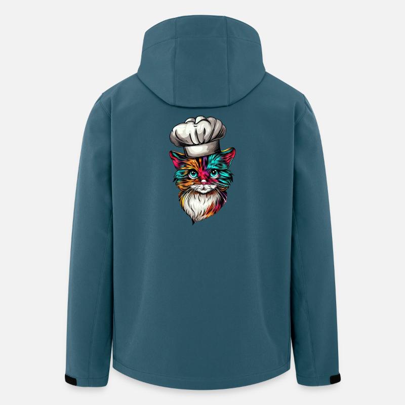 Kochende Katze mit Regenbogen, Kreatives - Recycelte Männer Softshell-Jacke von Stanley/Stella - Dunkles Petrol