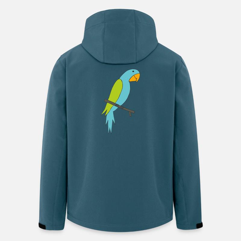 Bunter Papagei auf Ast Illustration - Recycelte Männer Softshell-Jacke von Stanley/Stella - Dunkles Petrol