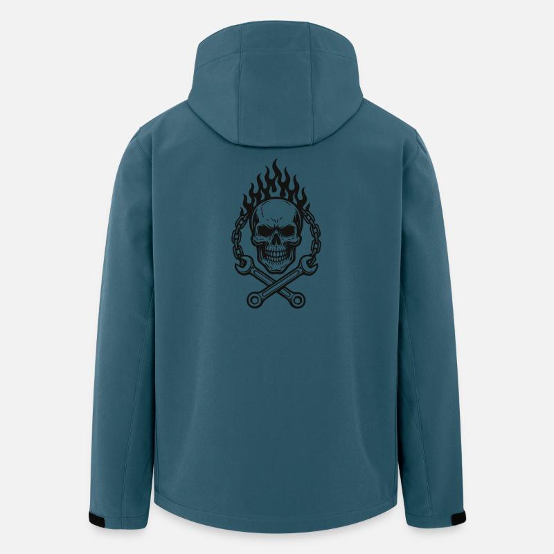 Skull & Wrench Design - Recycelte Männer Softshell-Jacke von Stanley/Stella - Dunkles Petrol