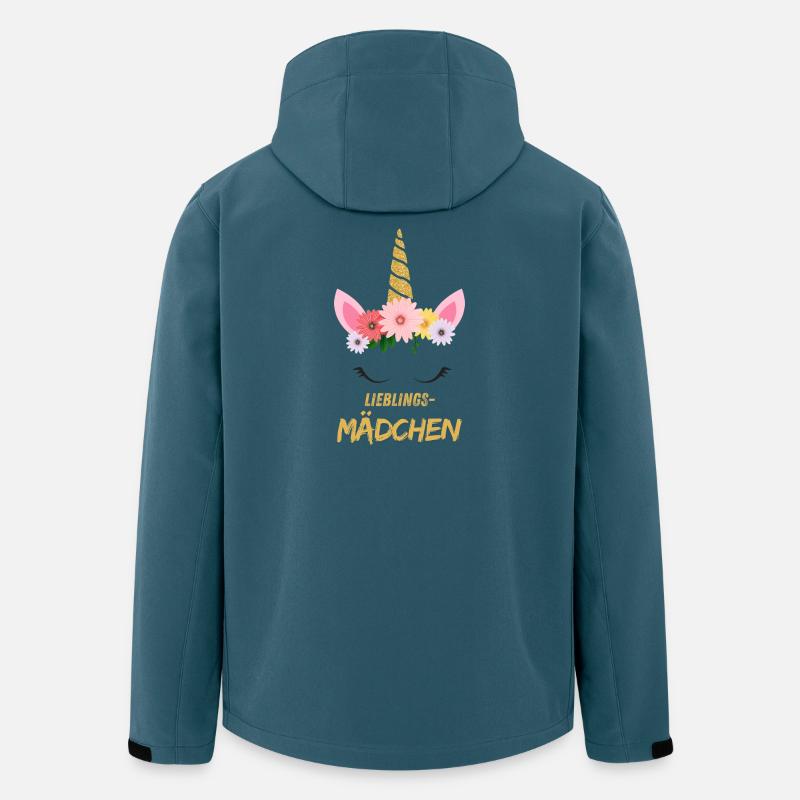 Lieblingsmädchen – Süßes Einhorn mit Blumen & gold - Recycelte Männer Softshell-Jacke von Stanley/Stella - Dunkles Petrol