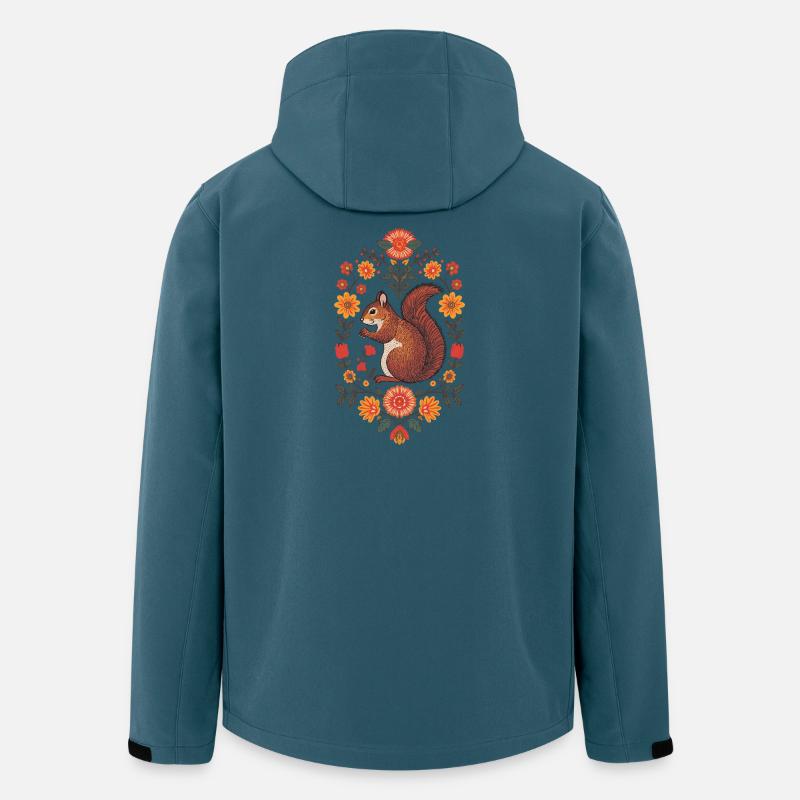 Écureuil dans une couronne de fleurs - Veste softshell homme en polyester recyclé Stanley/Stella - bleu pétrole foncé