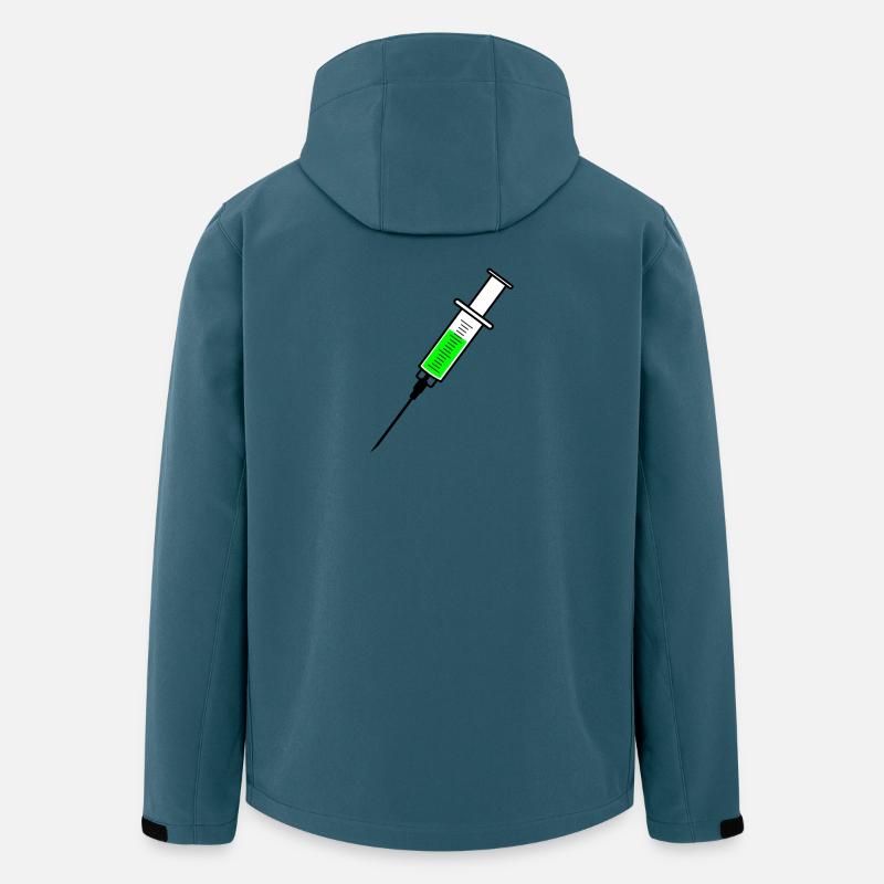 Impfspritze mit grüner flüssiger Medizin und - Recycelte Männer Softshell-Jacke von Stanley/Stella - Dunkles Petrol