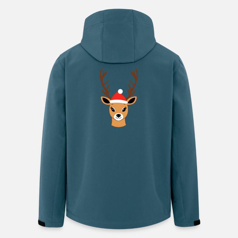 Rentier mit Santa Hut - Recycelte Männer Softshell-Jacke von Stanley/Stella - Dunkles Petrol