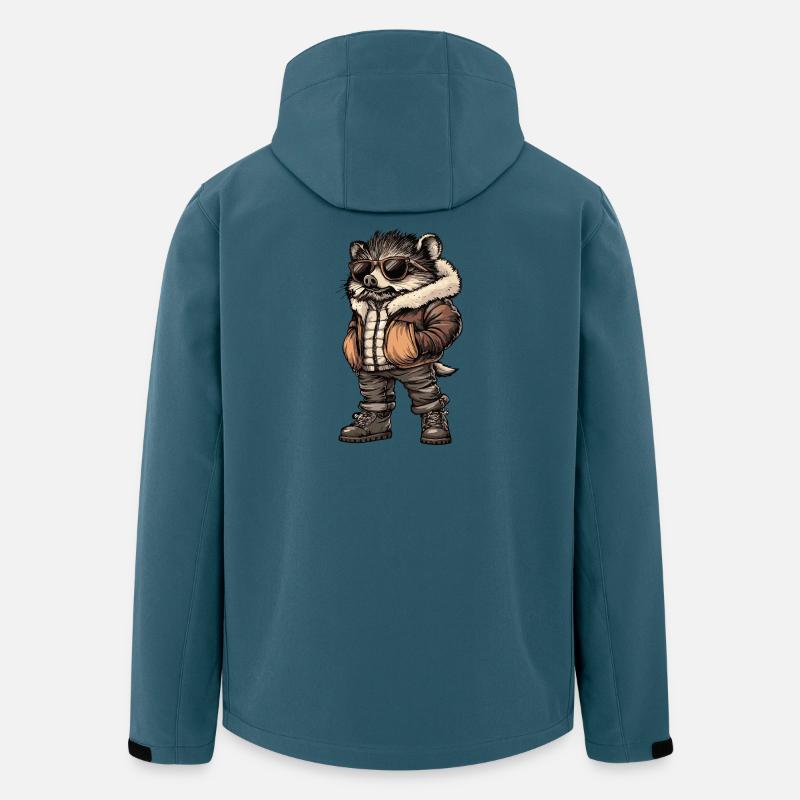 Igel Cool Winter - Recycelte Männer Softshell-Jacke von Stanley/Stella - Dunkles Petrol