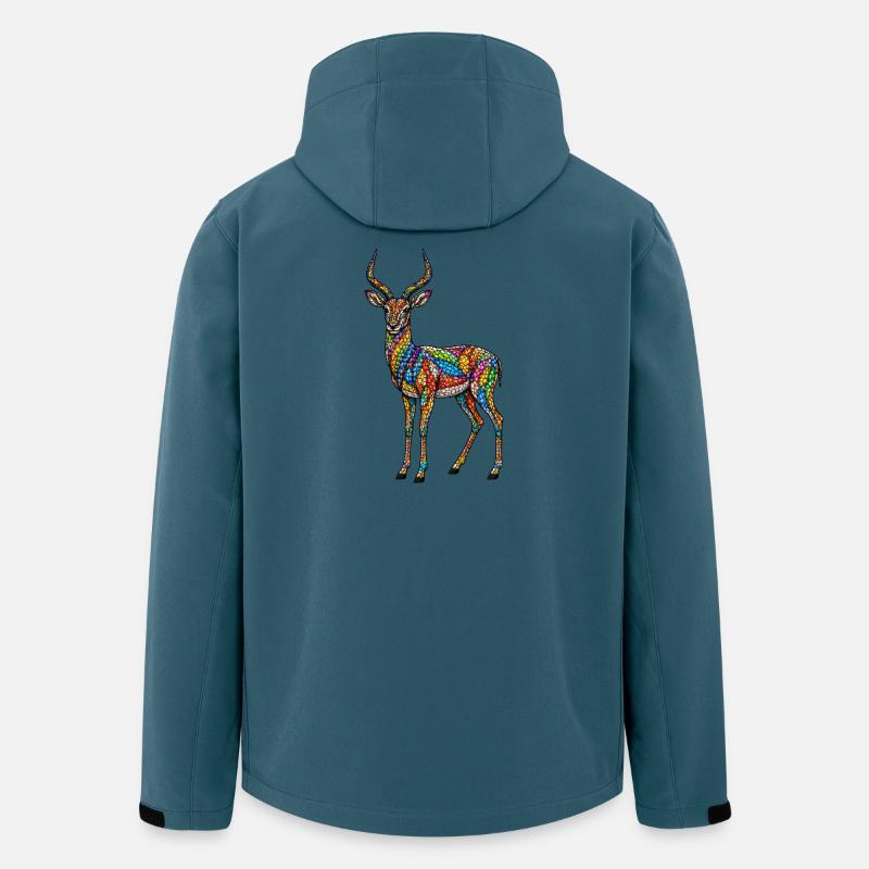 Bunte Antilope im Mosaik Stil - Recycelte Männer Softshell-Jacke von Stanley/Stella - Dunkles Petrol