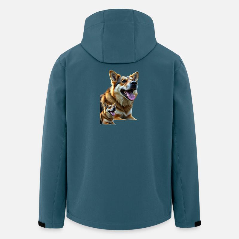 Freudiger Hundemotiv auf lebendiger Leinwand - Recycelte Männer Softshell-Jacke von Stanley/Stella - Dunkles Petrol