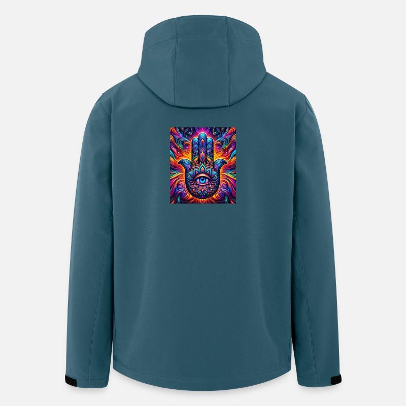 Mandala psychédélique Hamsa Œil Main-Œil - Veste softshell homme en polyester recyclé Stanley/Stella - bleu pétrole foncé