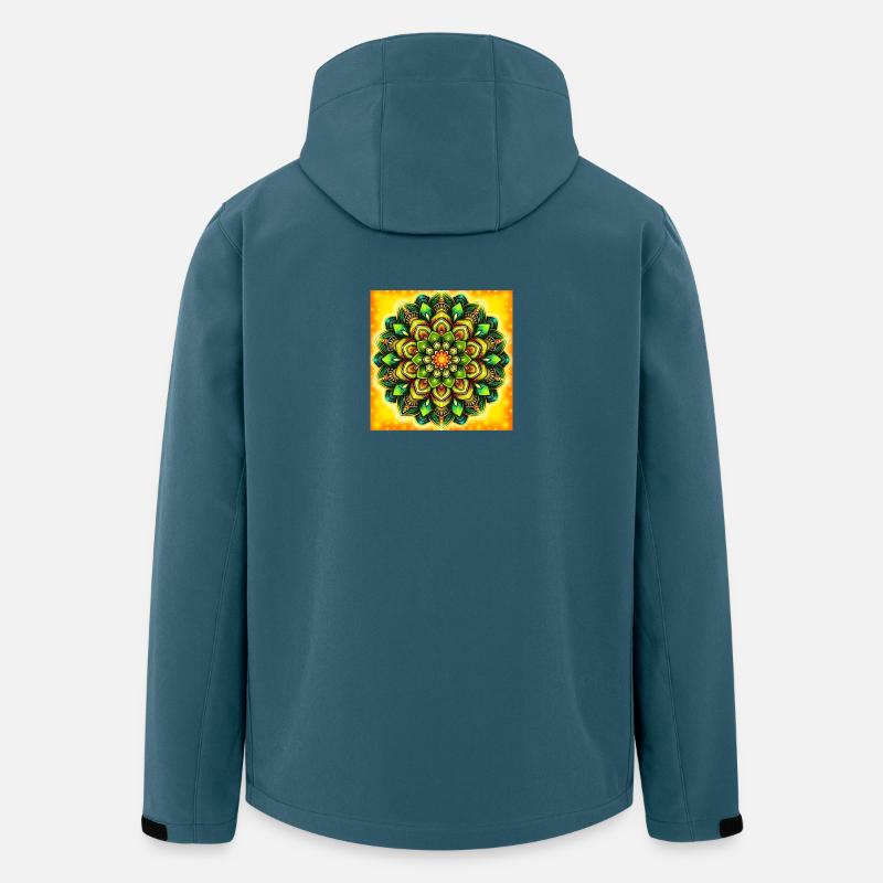 Leuchtendes Mandala-Blütenmuster - Recycelte Männer Softshell-Jacke von Stanley/Stella - Dunkles Petrol
