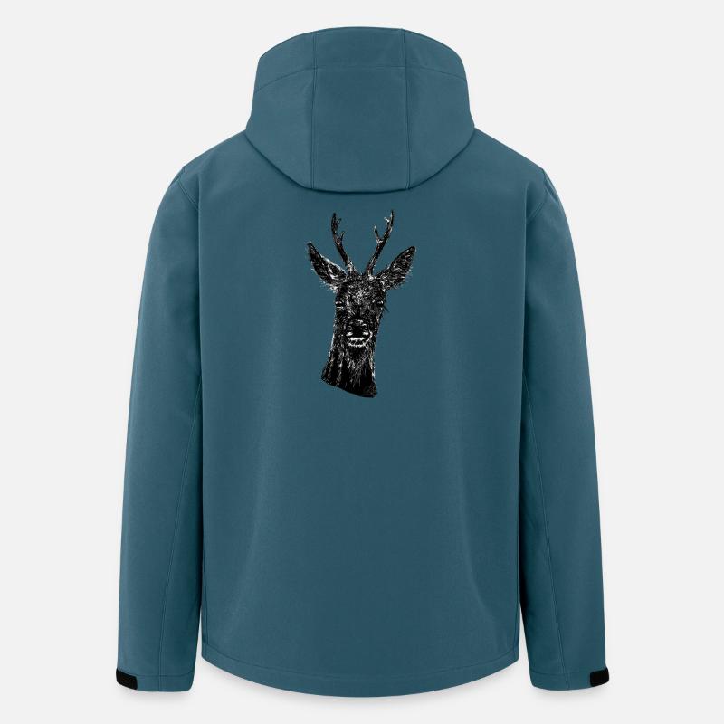 Rehbock Portrait Schwarz - Recycelte Männer Softshell-Jacke von Stanley/Stella - Dunkles Petrol
