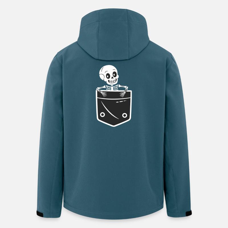 Verspieltes Skelett-Taschendesign - Recycelte Männer Softshell-Jacke von Stanley/Stella - Dunkles Petrol