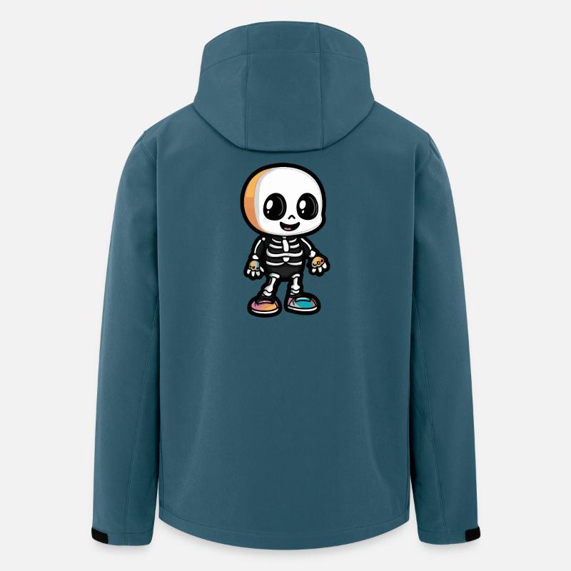 Squelette mignon Halloween bande dessinée - Veste softshell homme en polyester recyclé Stanley/Stella - bleu pétrole foncé