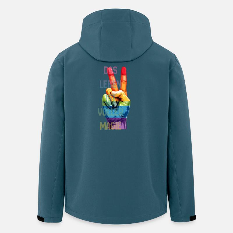 Regenbogen-Peace Hand – Das Leben ist voller Magie - Recycelte Männer Softshell-Jacke von Stanley/Stella - Dunkles Petrol
