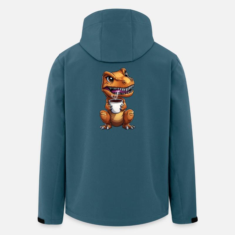Morgenmuffel T-Rex Dino mit Kaffee :) - Recycelte Männer Softshell-Jacke von Stanley/Stella - Dunkles Petrol