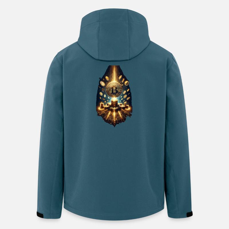 Bitcoin Zentrum – Strahlendes Netzwerk Design - Recycelte Männer Softshell-Jacke von Stanley/Stella - Dunkles Petrol
