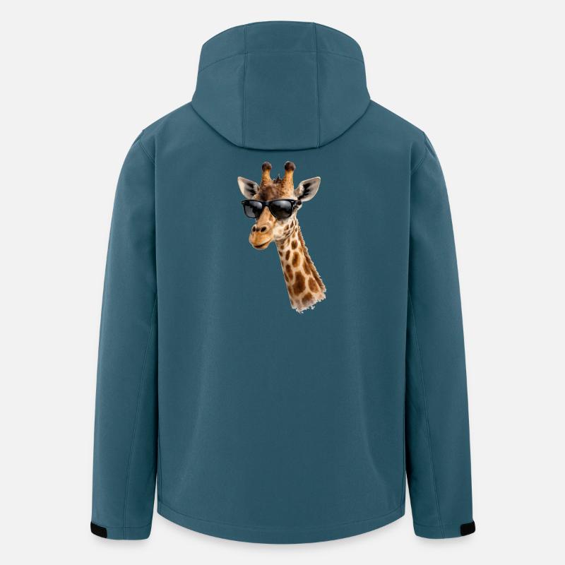Coole Giraffe mit Sonnenbrille  - Recycelte Männer Softshell-Jacke von Stanley/Stella - Dunkles Petrol