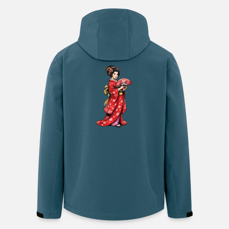Geishas en kimono de cerisier - Veste softshell homme en polyester recyclé Stanley/Stella - bleu pétrole foncé