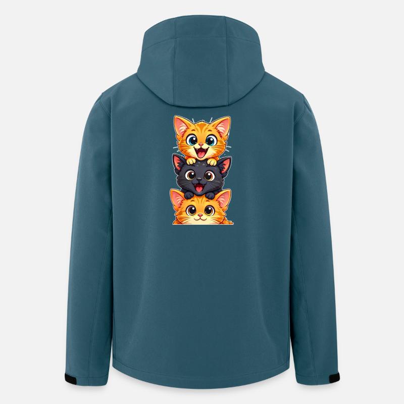 Trio de Chatons Joyeux Empilés - Veste softshell homme en polyester recyclé Stanley/Stella - bleu pétrole foncé