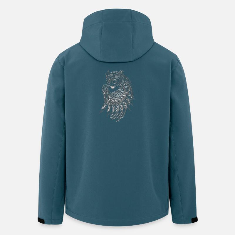 Silbernes Eulen-Design - Recycelte Männer Softshell-Jacke von Stanley/Stella - Dunkles Petrol