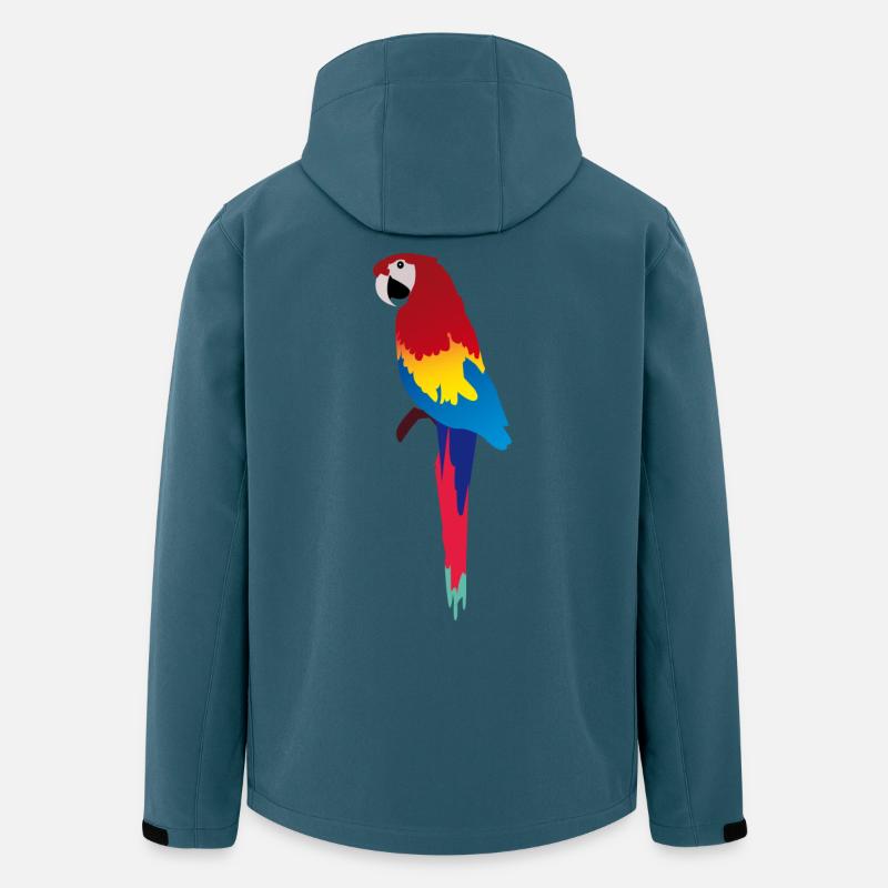 Bunter Papagei Print auf Kleidung - Recycelte Männer Softshell-Jacke von Stanley/Stella - Dunkles Petrol