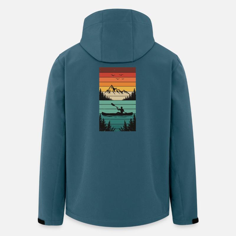 Retro Kajakpanorama am See - Recycelte Männer Softshell-Jacke von Stanley/Stella - Dunkles Petrol