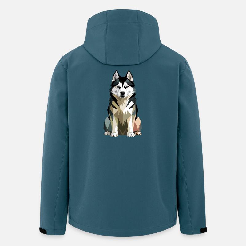 Eleganter Husky-Hund Minimalist - Recycelte Männer Softshell-Jacke von Stanley/Stella - Dunkles Petrol