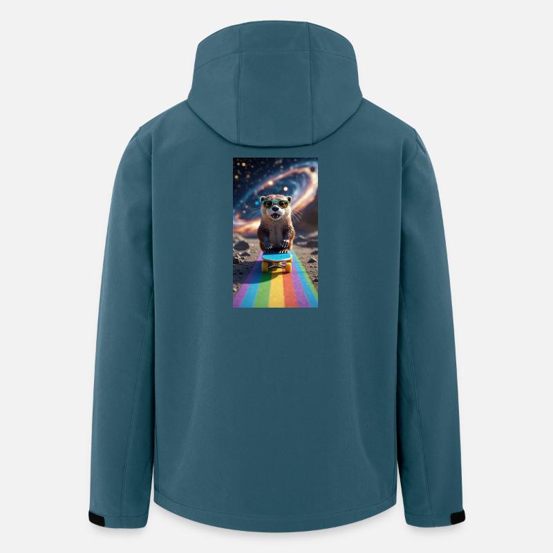 Witziger Waschbär auf Skateboard mit Sonnenbrille - Recycelte Männer Softshell-Jacke von Stanley/Stella - Dunkles Petrol